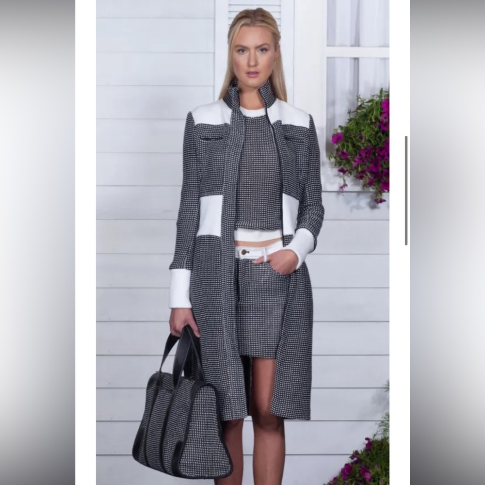 Hanley Mellon Polka Dot Tweed Trench Coat